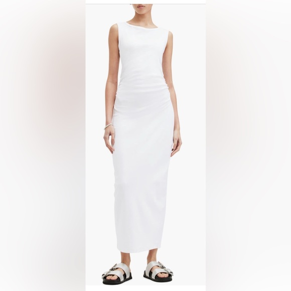 All Saints Cream Midi Pencil Skirt Ruched Wedding